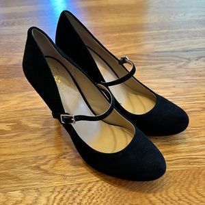 Vince Camuto Mary Jane Platform Pump, black suede, size 9